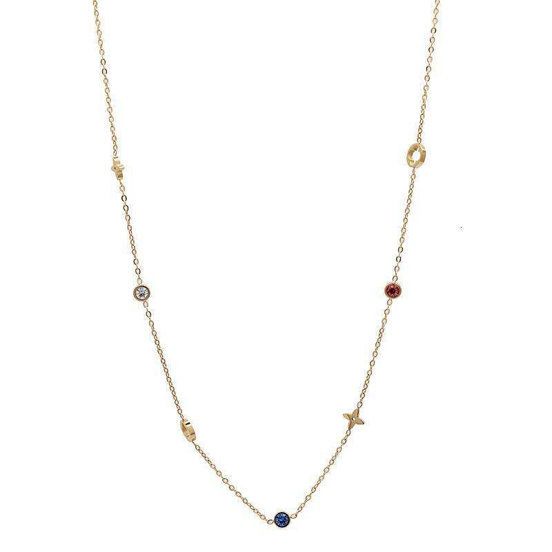 French Style Light Colorful Dia Four-Leaf Titanium Steel Bracelet for Women Exquisite High-End New Elegant Hollow Flower Set