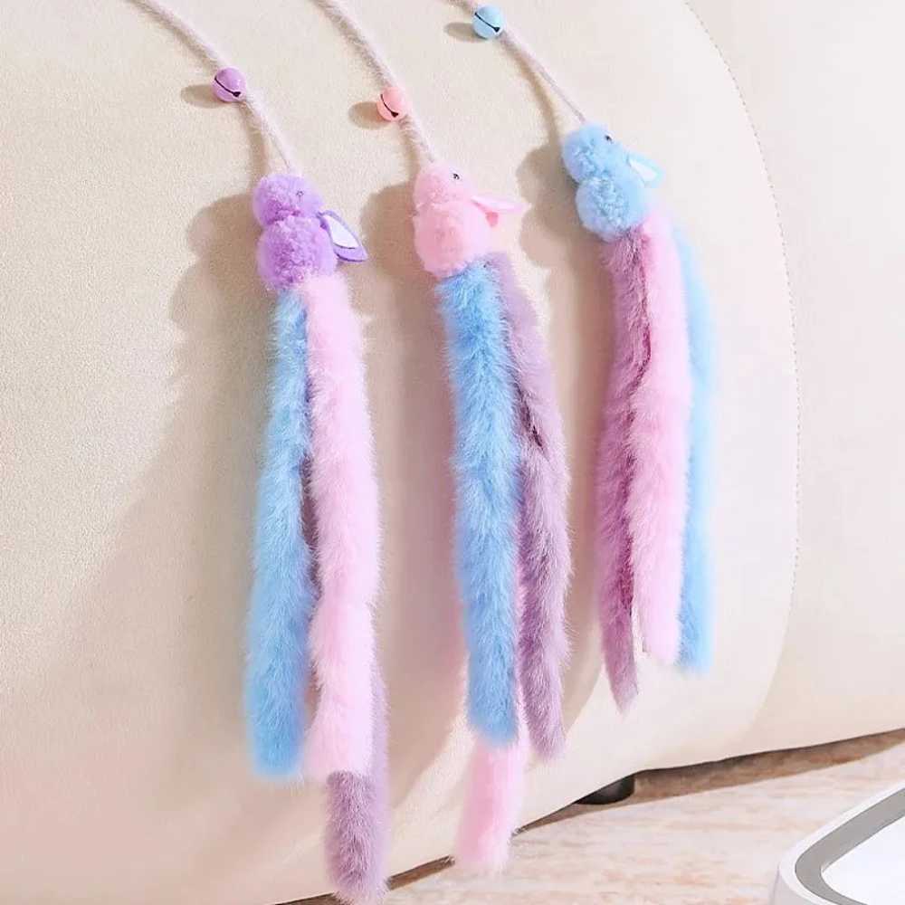 2pcs Cat Toys Plush Tassel Cats Teaser Stick Wool Rabbit Cat Toys Interactive Sticks Cats Toy with Bell Kitten Toy Pet Supplies S251029{category}