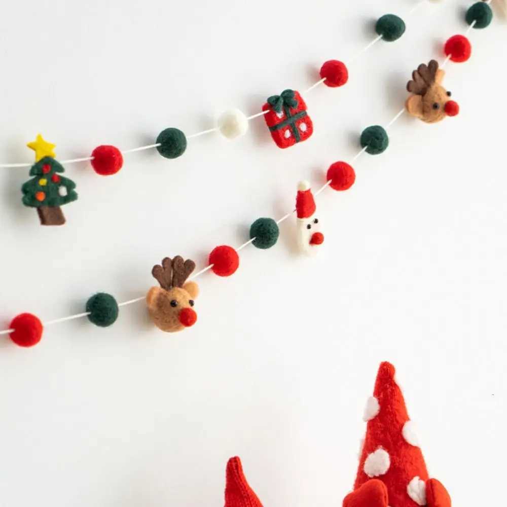 Kawaii Felt Christmas Banner Hanging Bunting Merry Christmas Ornaments Reusable Xmas Decorations C251030