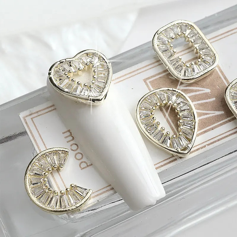 10pcslot 3D Hollow Love Drop Zircon Crystals Alloy Rhinestones Jewelry Nail Art Decorations Nails Accessories Charms Supplies 251027