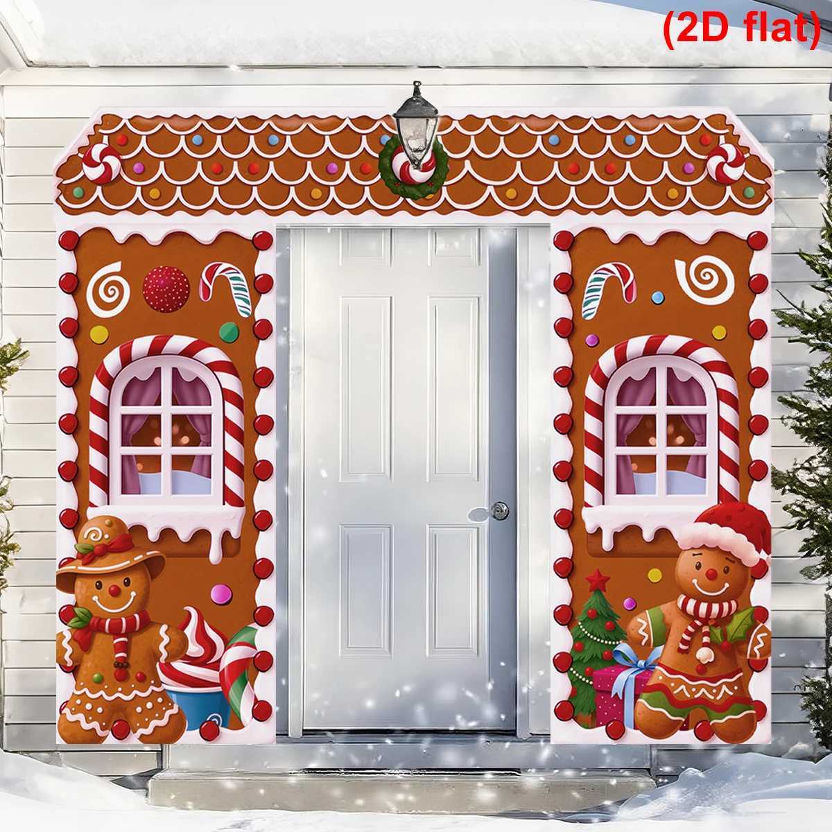 Christmas Gingerbread Man Banner Couplet Christmas Decor for Home 2025 Door Cover Xmas Ornament Navidad Natal New Year Gift 2026 C251030