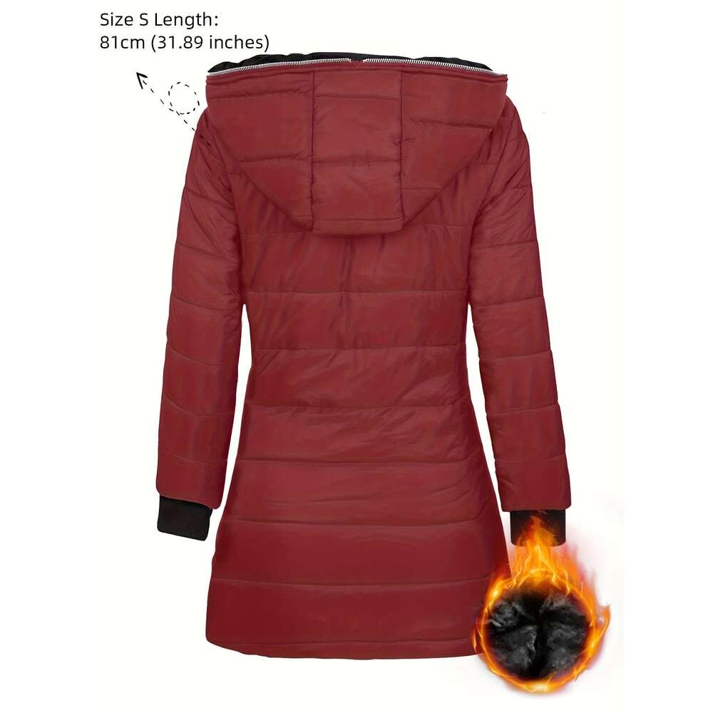 Women S Warm Hooded Thick Insulated With Full Zip Closure Long Sleeve Cold Weather Outerwear Elegant Office To Party For Clothes For Jacket Women Wint