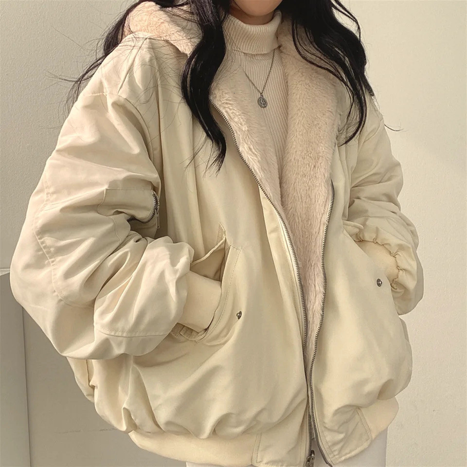 Jackets for Women Thick Warm Parkas Oversized Double Sided Hooded Coat Korean Fashion Casual Loose Zip Up Jackets Coat Women 251030