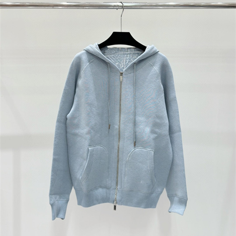 Designer's autumn and winter new fashionable knitted zipper hooded sweatshirt double-sided wearable loose women's jacquard letter unisex sty