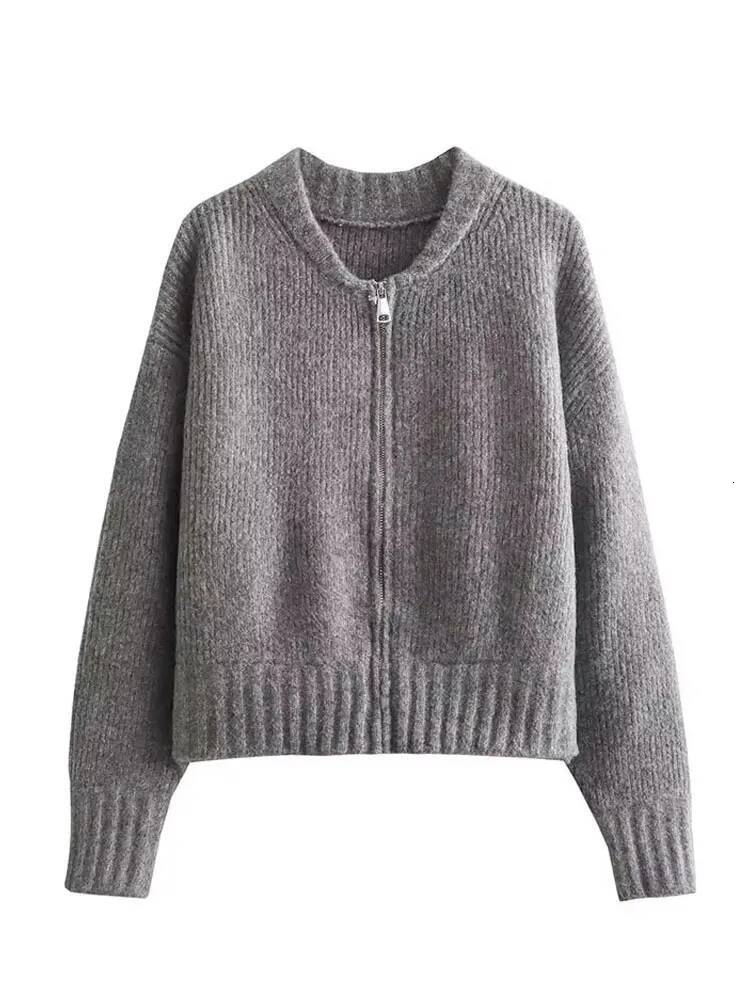 winter jacket women HH Women Vintage Solid Color Coat Long Sleeve Round Neck Jacket 2024 Spring Female Casual Zipper Sweater Coats