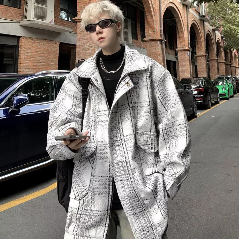 Xiaoxiang Style Plaid Jacket For Designer Coat Men Autumn And Winter 2025 New Houndstooth Large Pocket Loose Casual Versatile Jacket