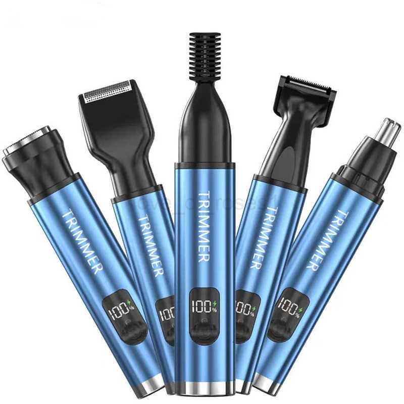 5in1 Electric Nose Hair Trimmer Digital Display Remove Armpit Hair Eyebrows Ear Hair Beard Multifunctional Trimmer Typec Z251030