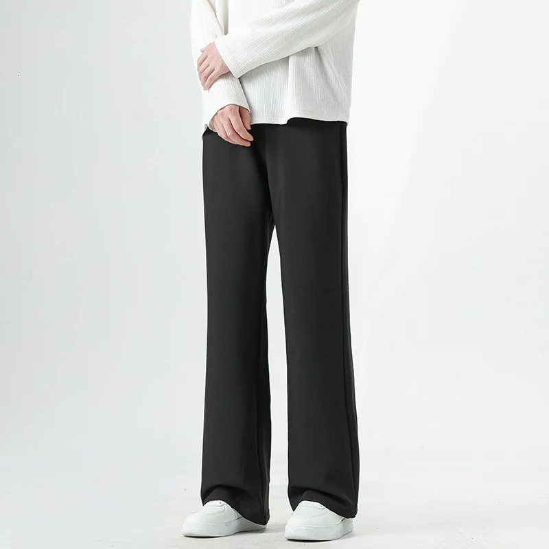 Small Flared Version Mens Casual Pants 2025 Fashion Korean Loose Elastic Drape Business Office Solid Color Suit Trousers 251028