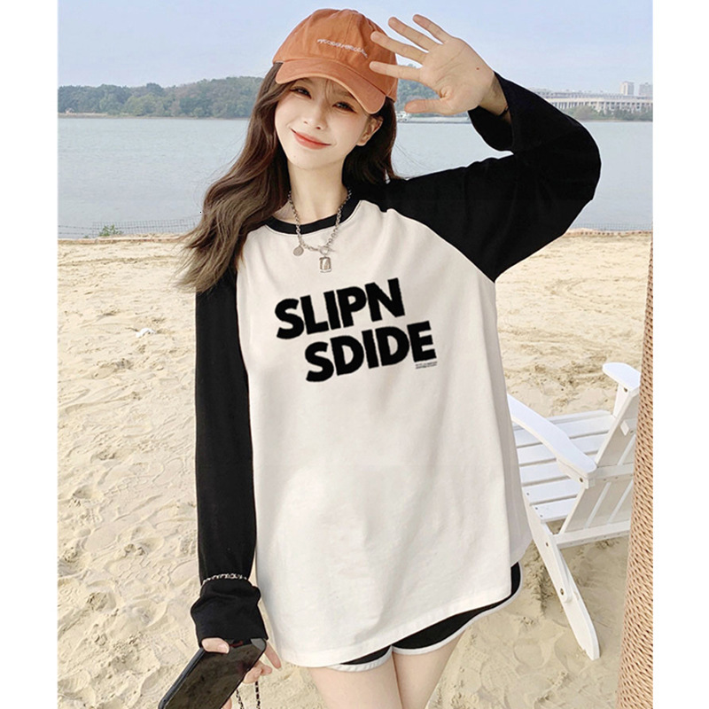 Cotton long sleeved designer for girls and children, spring new item for middle and high school students, inner layer bottom shirt and top