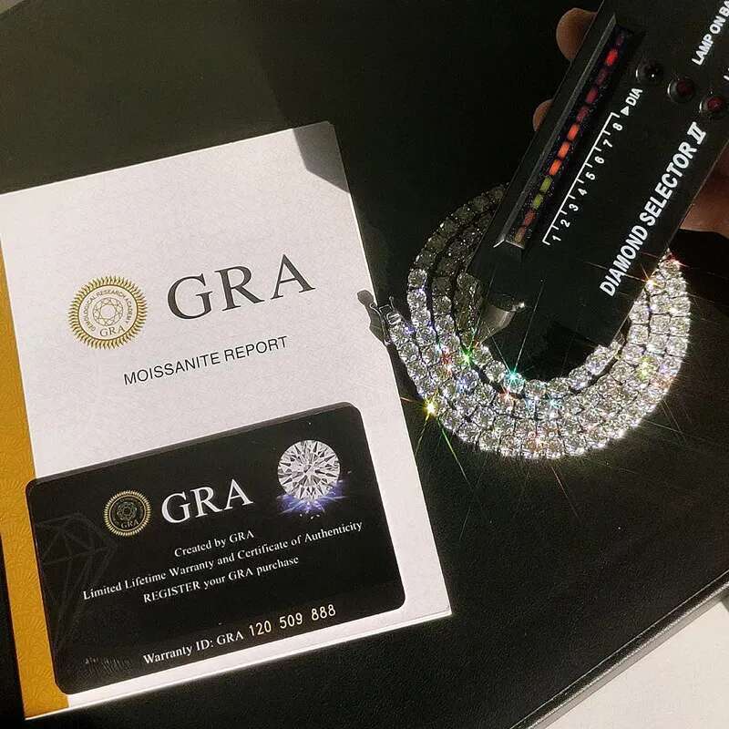 bracelet tennis Hip Hop necklace fashion Jewelry Pass Dia Tester 3mm4mm5mm6.5mm VVS moissanite iced out cuban chain for men women