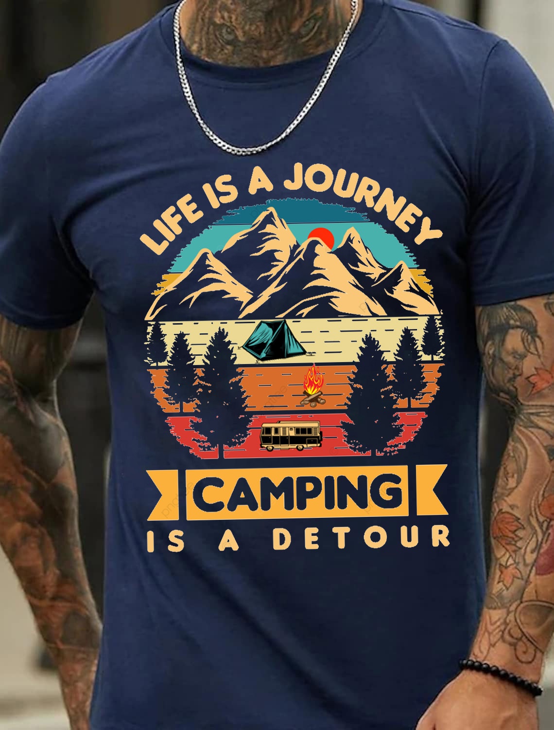 European & American Oversized Camping T-Shirt Series: Stylish Men's Cotton Summer T-Shirt - TT7092