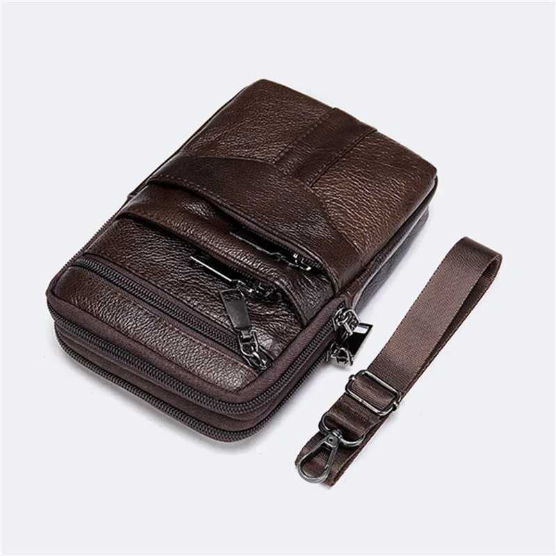 Men Genuine Leather Shoder M fanny pack High Quality Messenger Bags Mens Fi Business Belt Bag Small Briefcase Waist Y251011