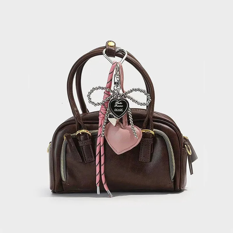 Leather Heart Bow Keychain Delicate Beaded Keyring Car Key Holder Bag Pendant Decoration For Gift 251030