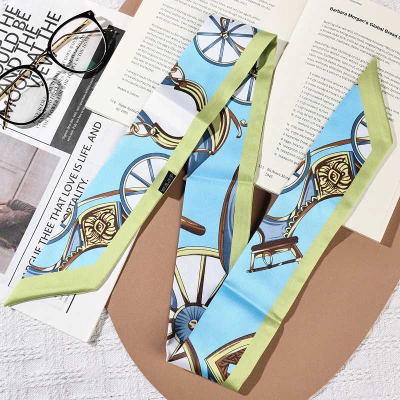 Womens Silk Scarf Ribbon Headband Hair Tie Long Bag Strap Wrap Neck Accessory Multiuse Printed Fashion Daily ScarfW251029