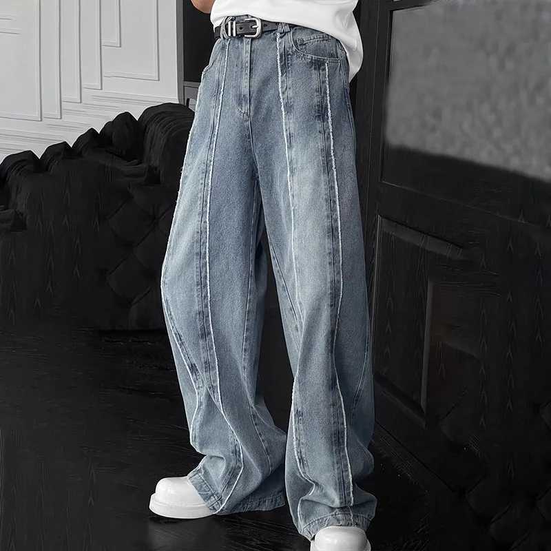 New Korean Retro Patchwork Design Jeans MenS Straight Leg Pants Casual Pants Baggy Jeans Y2k Men J251030