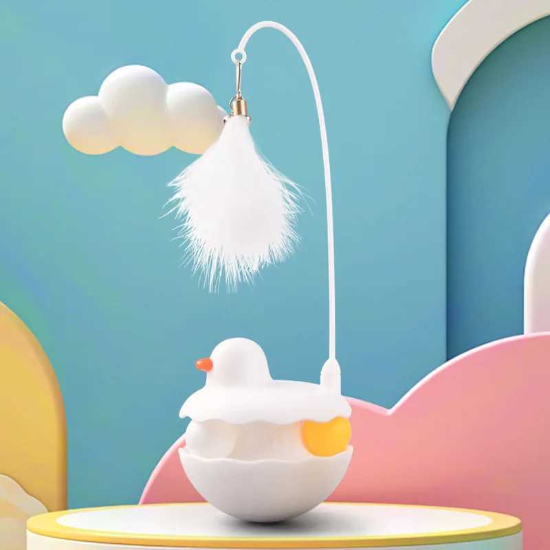 Tumbler Cat Teaser Toy with Removable Feathers Bells Self Amusing Kitten Play Wand Easy to Clean and Reassemble S251029{category}