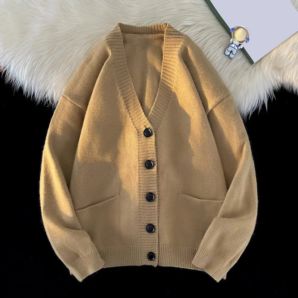 Fall Winter Men Sweater Cardigan V Neck Knit Thick Elastic Slim Fit Warm Bottoming Knitwear Daily Wear Coat 251017