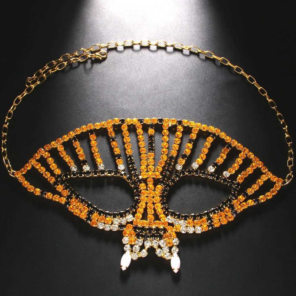 Stonefans Rhinestone Mask Masquerade for Men Sexys Cosplay Halloween Accessories Decoration Luxury Crystal Face Chain JewelryW251029