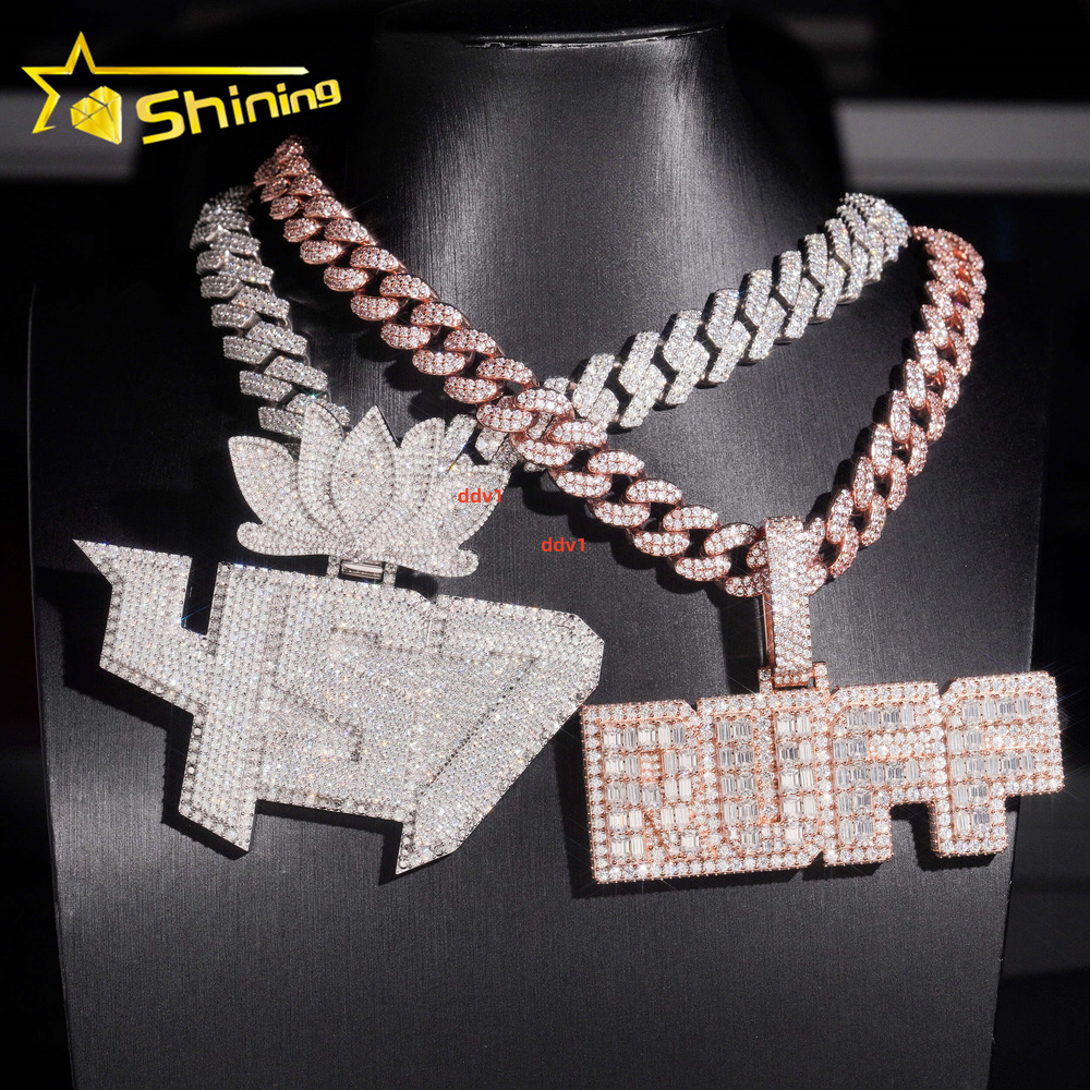 Custom Made Letter Iced Out VVS Moissanite Pendant Fine Jewelry 925 Silver Hip Hop Men Women Moissanite Name Pendant Designer's style