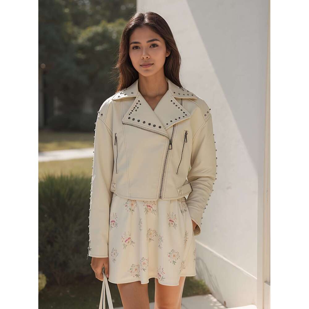 Spring And Autumn Short PUPU PU Leather Jacket Women S Trendy Street Style Outerwear Metal Zipper Pocket Design Windproof Versatile