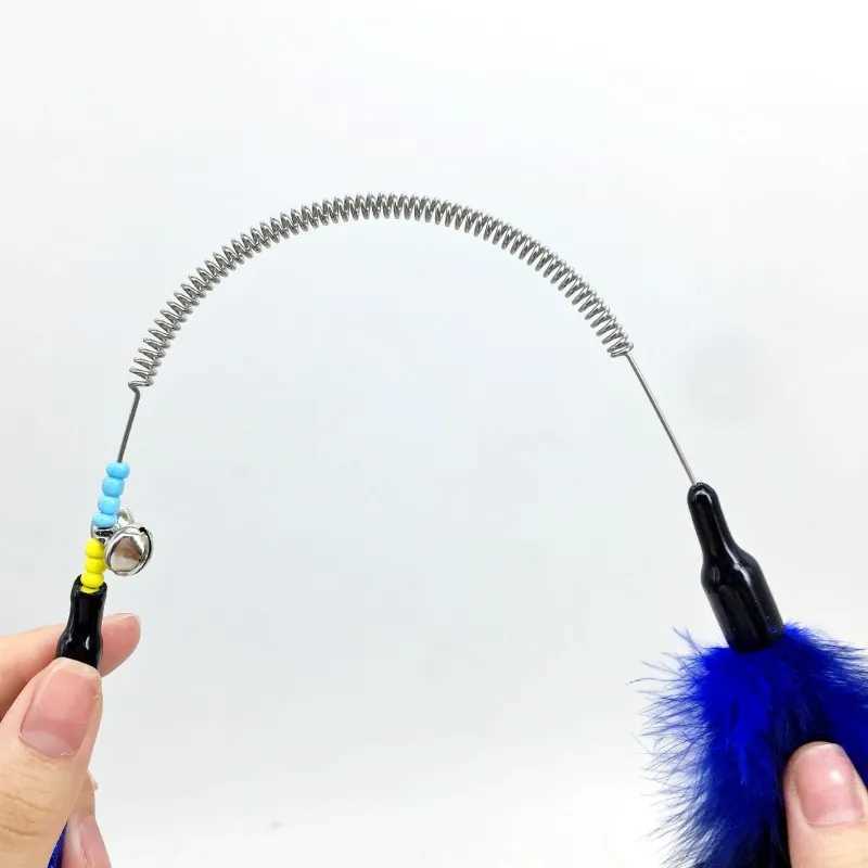 Cat Toy Feather Cats Sticks Teaser Cat Toys Interactive Spring Handle Kitten Toys with Bell Training Cats Stick Toy Pet Supplies S251029{category}