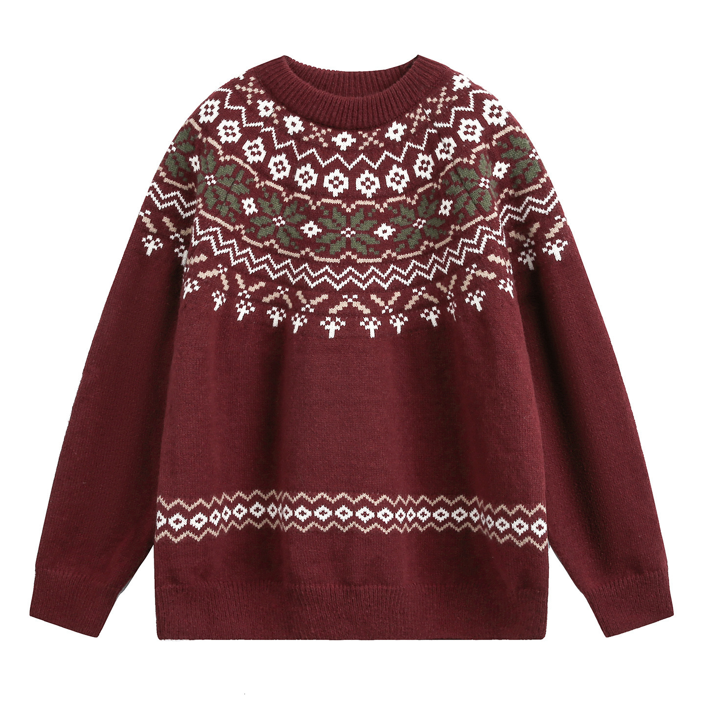 Fair Isle Ethnic Style Crew Neck Sweater Designer Sweater For Men New American Texture Versatile Pullover Knitwear For Autumn And Winter