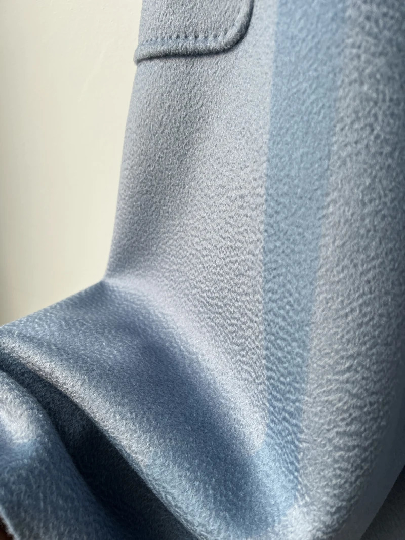 Colors Handmade Bathrobe Style Big Size Water Ripple Doublesided Wool Women Coat Lapel Loose Belt Jacket Autumn Winter 251029