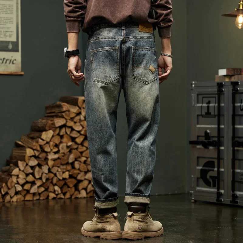 Jeans For Men Baggy Pants Loose Fit Harem Pants Vintage Clothes Men Fashion Pockets Patchwork Large Trousers Oversized 40 J251030