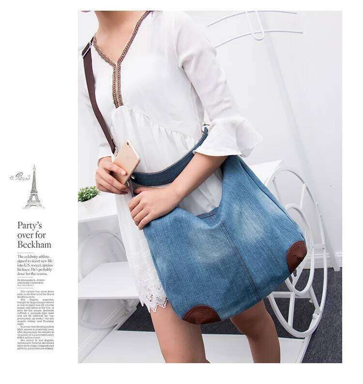 Denim Women Shoulder Bag large capacity Female hobos handbag Design Casual big Totes blue ladies hand Canvas Crossbody bags