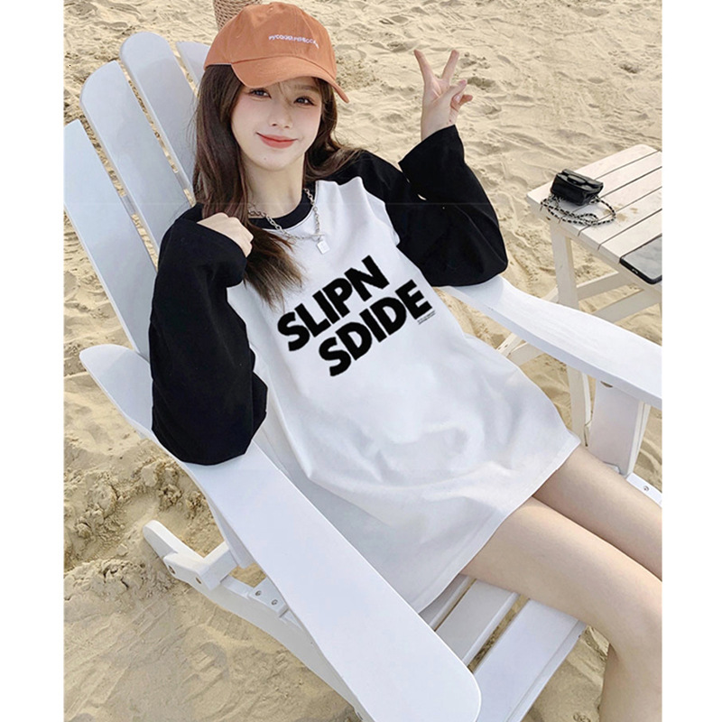 Cotton long sleeved designer for girls and children, spring new item for middle and high school students, inner layer bottom shirt and top