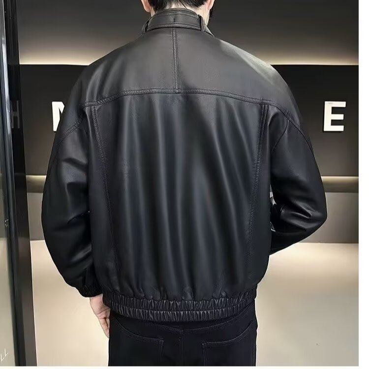 Men's Leather Jacket Trendy Spring Autumn New Style Handsome Brown Designer Jacket Casual Motorcycle High-end Leather Coat Men 2025 New Model