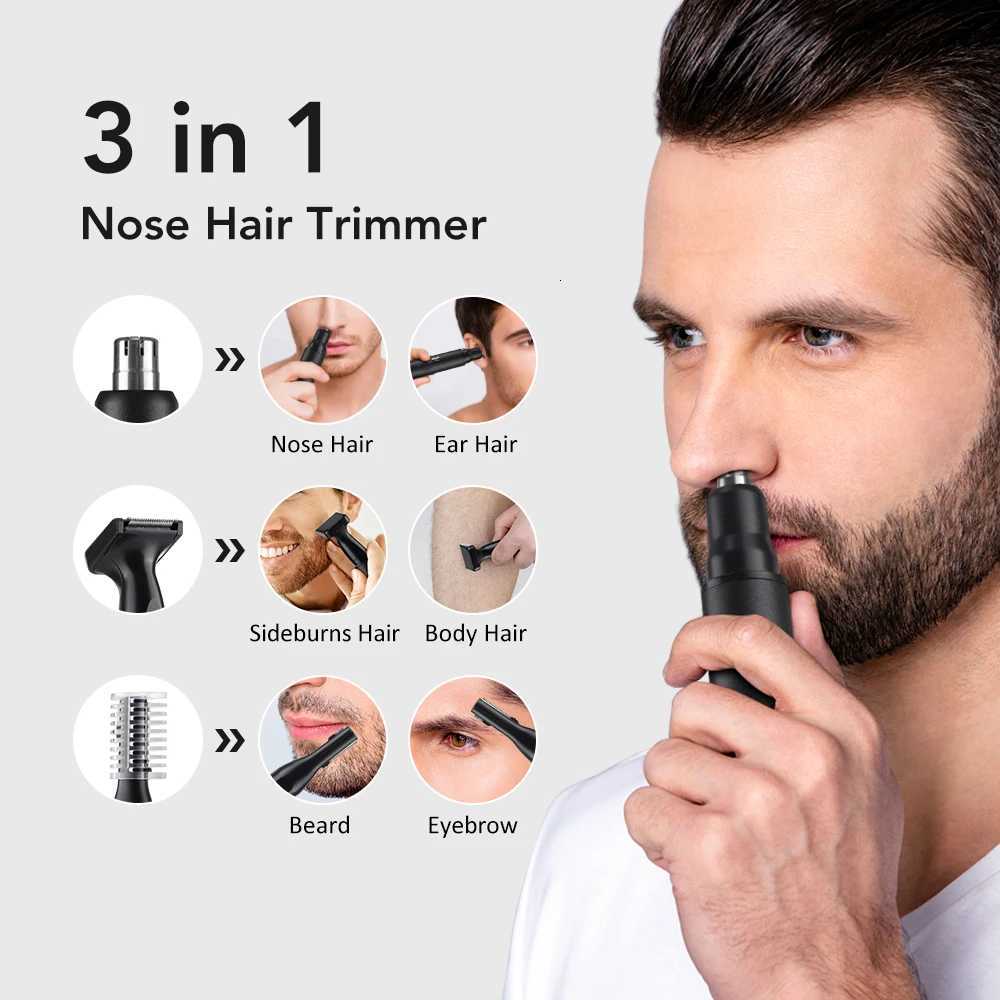 3 in 1 Electric Nose Ear Hair Trimmer for Men LED Display Painless Sideburns Eyebrow Beard Hair Clipper Shaver USB Rechargeable M251030