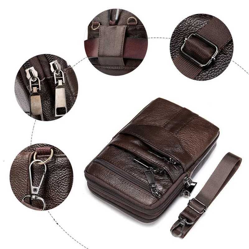 Men Genuine Leather Shoder M fanny pack High Quality Messenger Bags Mens Fi Business Belt Bag Small Briefcase Waist Y251011