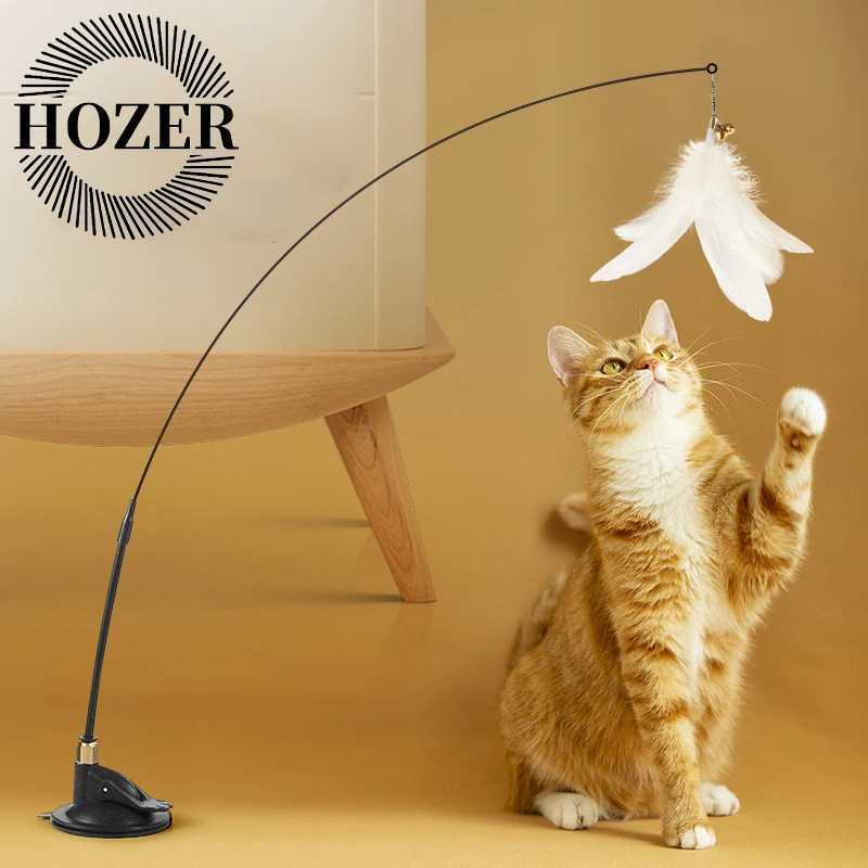 Cat Toy Cat Teaser Stick With Bell Extended Rod Suction Cup Self High And Durable Bite Teaser Tool Replaceable Feather Head S251029{category}
