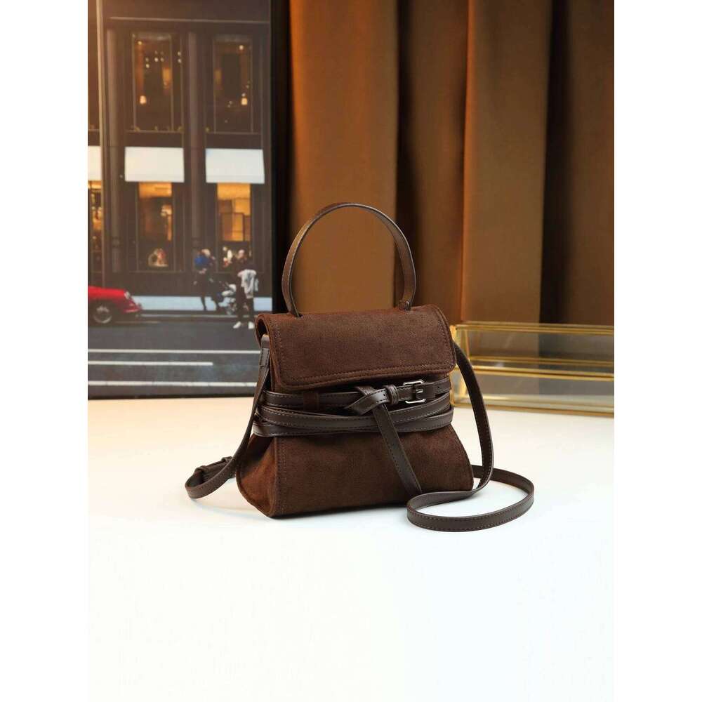 Designer Bag Luxury Bag Women's Trendy Square-shaped Handbag: Sleek Black & Brown Vegan Suede Shoulder Bag Ideal for Fall/Wintry Outfits