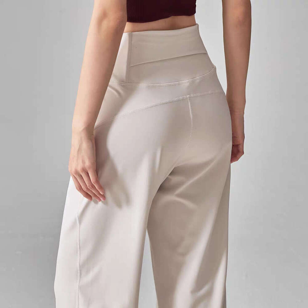 Loose Straight-Leg Sports with Draped Effect, Slimming High-Waist Running Training Outdoor Fitness Breathable Yoga Pants Flared Thin