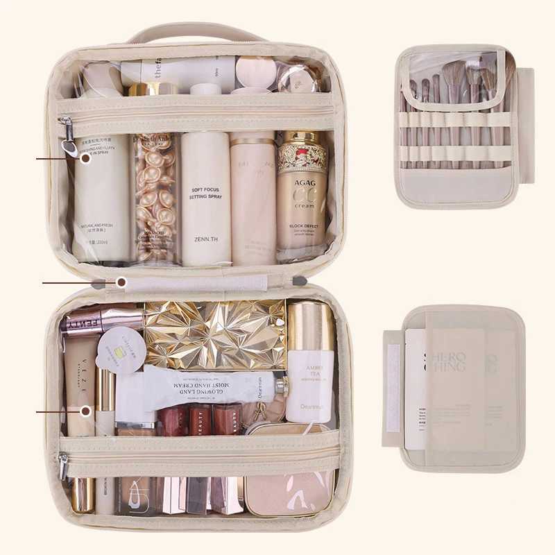 Private Label Multifunctional PU Leather Cosmetic Case Tray Makeup Bag Classified Storage Skin Care Toiletries Makeup Bag J251115