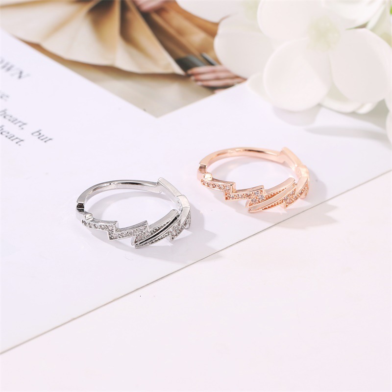 Korean Style Hot-Selling Creative Irregular Geometric Zircon Lightning Open Ring Jewelry