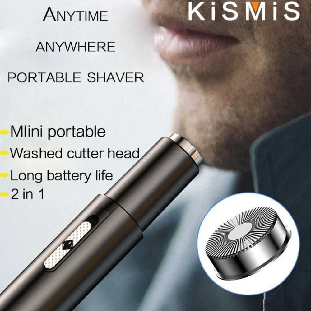 KISMIS 2IN1 USB Rechargeable Trimmer For Nose And Ear Hair Metal Shaver Electric Shaver Trim Nose Hair For Women And Men Z251030