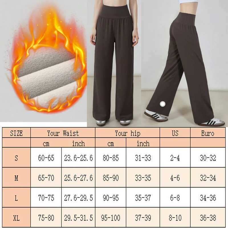 Aiithuug with Pocket Warm Yoga Pants Loose Winter Fleece Gym High Waist Fleece Lined Pants Women Wide Leg Work Trousers Sweatpan J251030