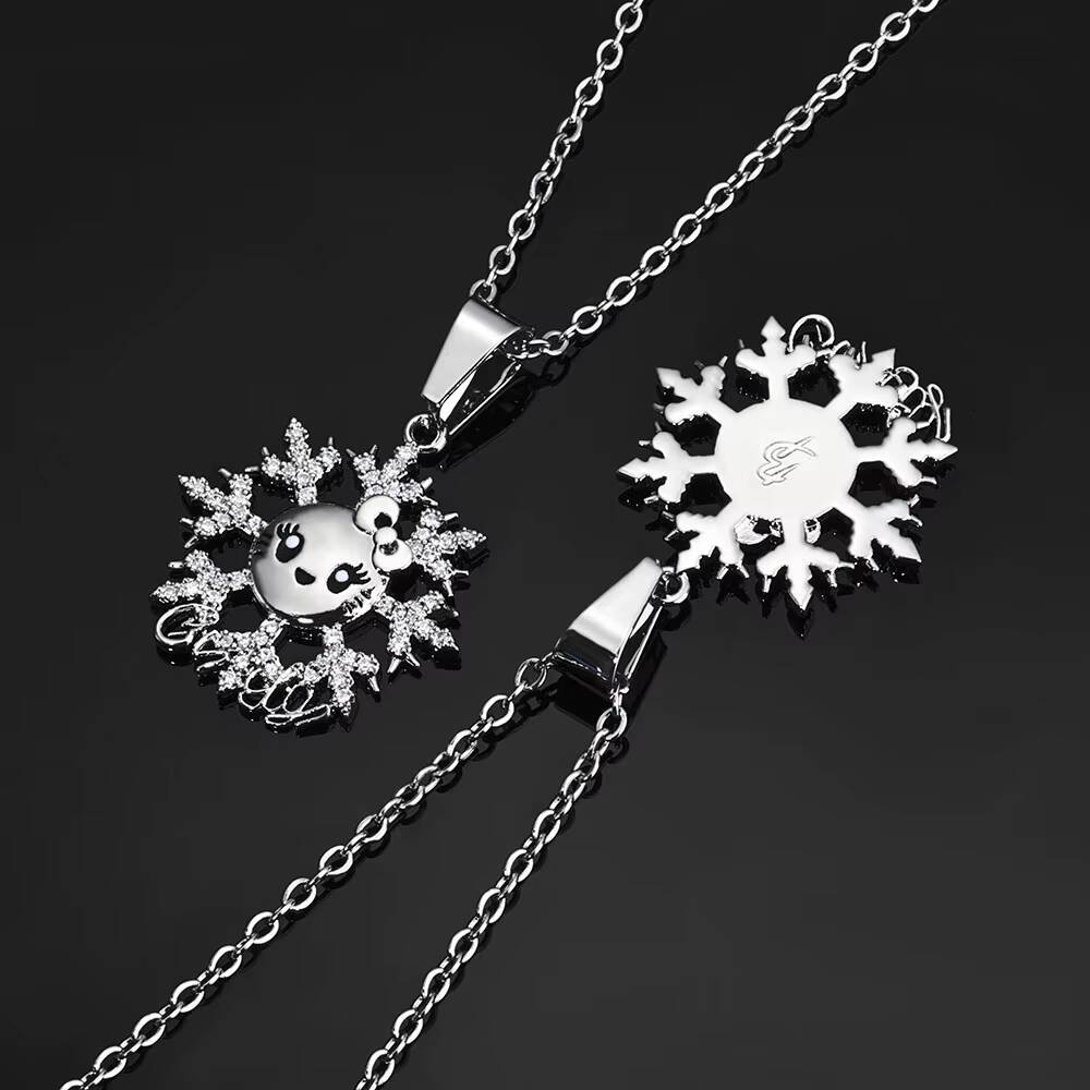 NUOYA New Arrive Silver Plated Snowflake Smiling Face Pendant for Women Christmas Gift Moissanite Fashion Party Jewelry Designer's style