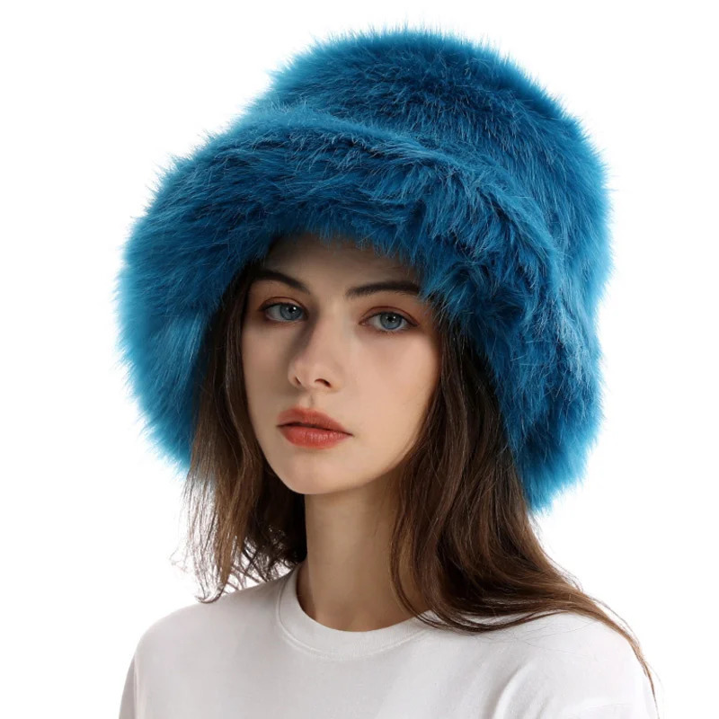 Hat Woman Winter Faux Fur Fisherman Hat Woman Versatile Warm Female Casual Party Fur Hats Womens Cap Ins Plush Bucket Hat 251028