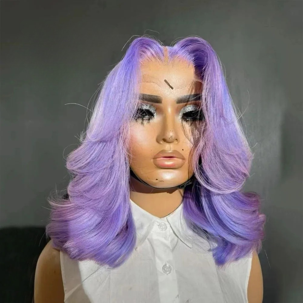 Pink Short Bob Wig 13x4 Glueless Lace Wigs Body Wave Human Hair Wig Preplucked 13x6 Hd Lace Wig For Women Cosplay Daily Wear Purple