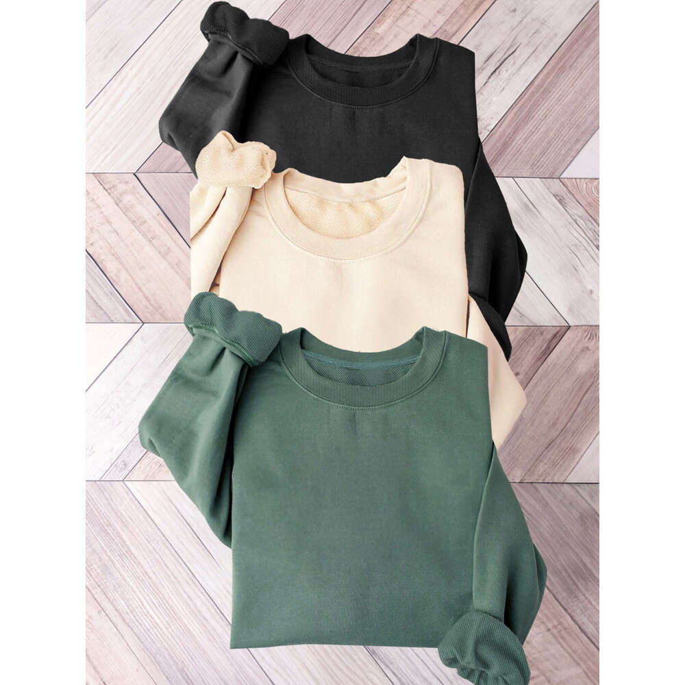 Pcs Solid Color Sweatshirt Crew Neck Casual Sweatshirt For Fall Spring Women S Clothing