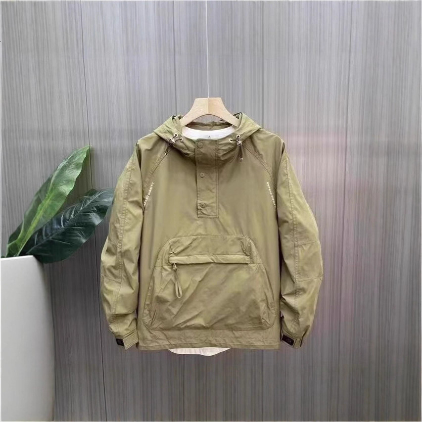 New Workwear Large Pocket Hooded Jacket For Men And Women Designer Coat Spring And Autumn Parka With Zipper Pockets Casual Loose Coat