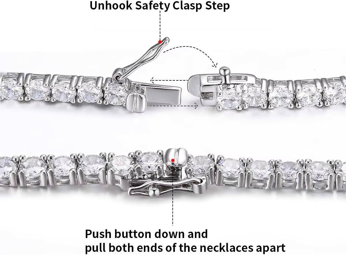 FANCY Affordable Hip Hop Jewelry 2mm 3mm 4mm 5mm 65mm VVS D Moissanite Tennis Chain Necklace 925 Sterling Silver