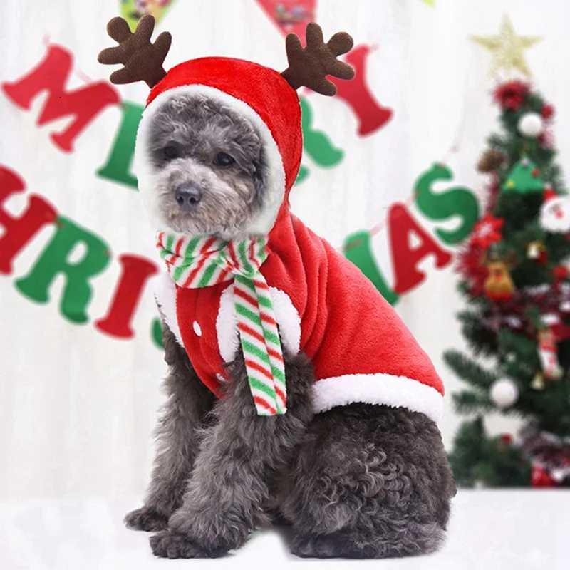 Pet Dog Christmas Clothes Autumn Winter Warm Pet Clothes Thickened Hoodie Dog Clothes Puppy Warm Costume Dog Cats Coat Hoodies C251030