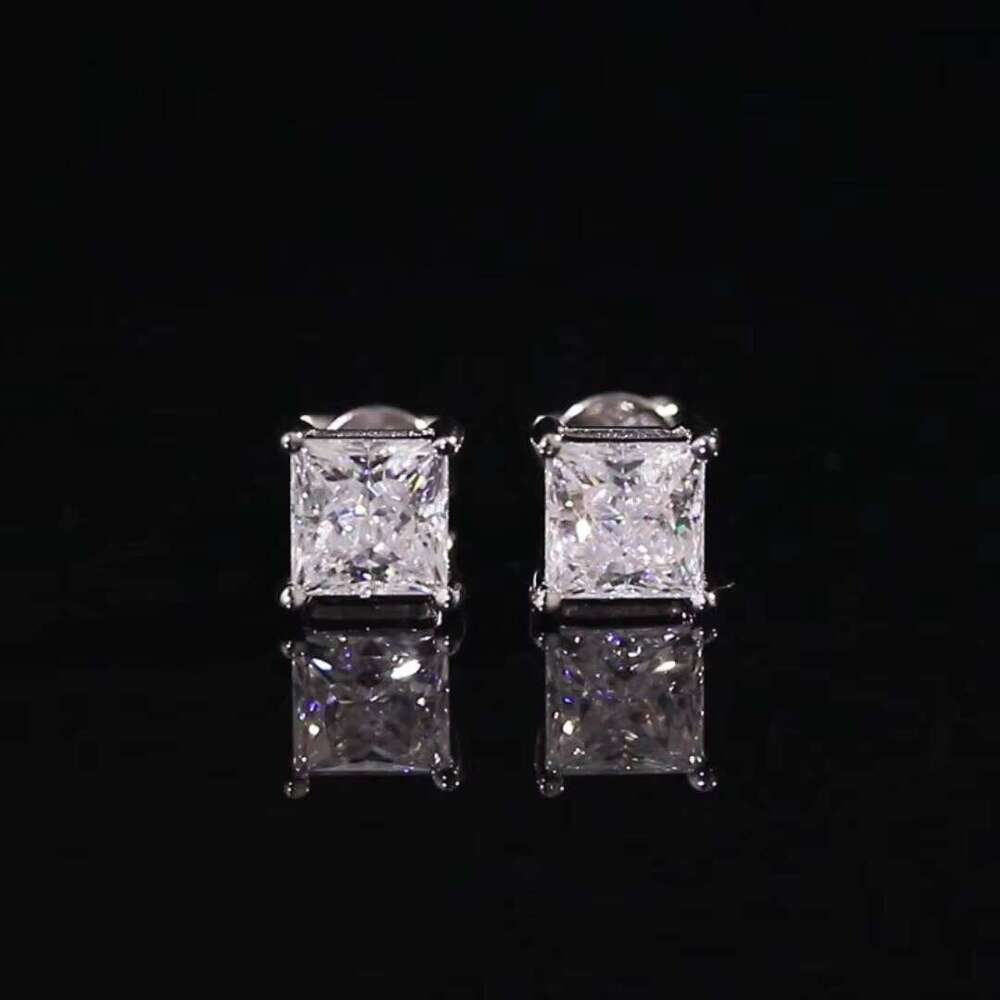 Earrings 925 sterling Silver Elegant luxury jewelry cut white Mosan Diamond Party women wedding stud earrings as Christmas gift AA