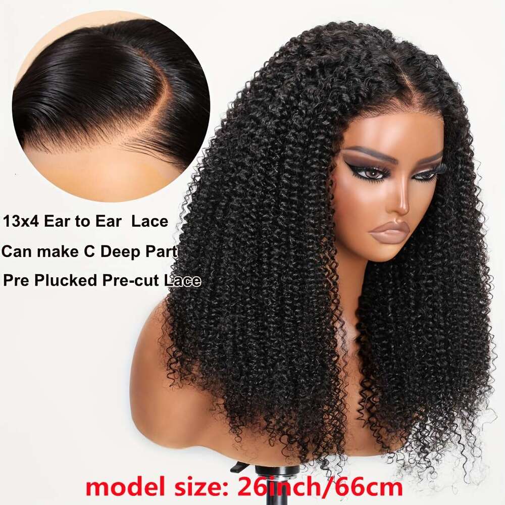UNICE Glueless Frontal No Glue Needed, Pre Plucked Hairline Bleached Invisible Knots, 150% Density Voluminous Kinky Curly Wig, Natural Look Frontal, P