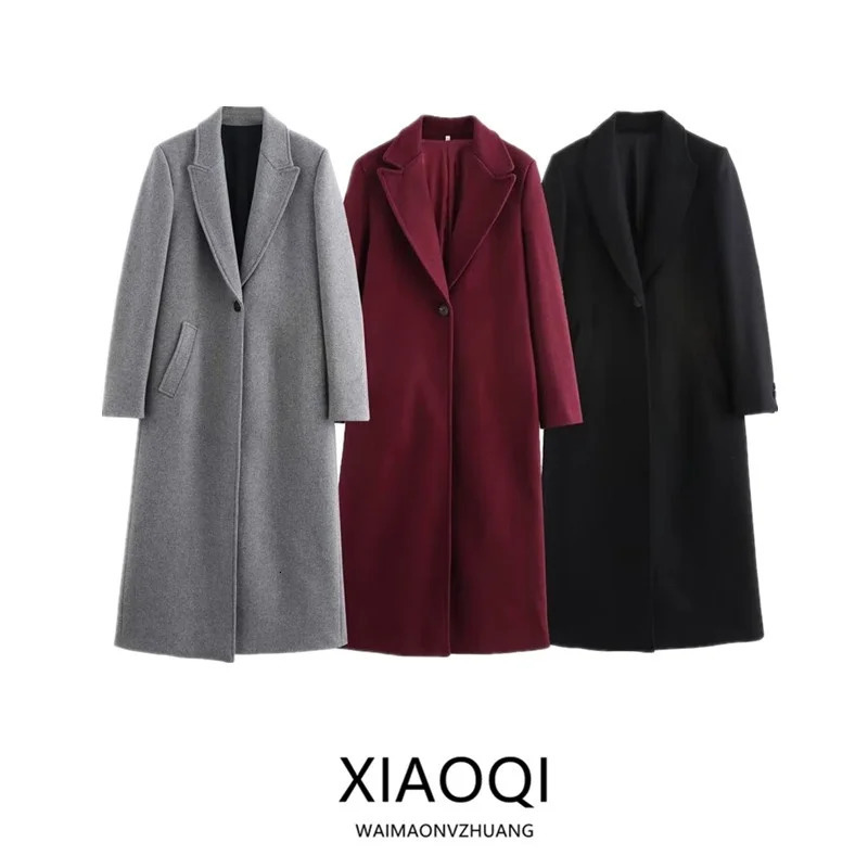 2024 Autumn Winter Arrival Womens Wool Blend Long Lapel Coat Jaet Sve Medium Length Other Material 00 251010